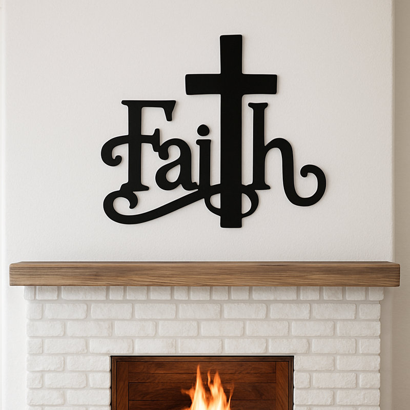 Décoration murale Aldershot Faith with Cross, Acier inoxydable poli
