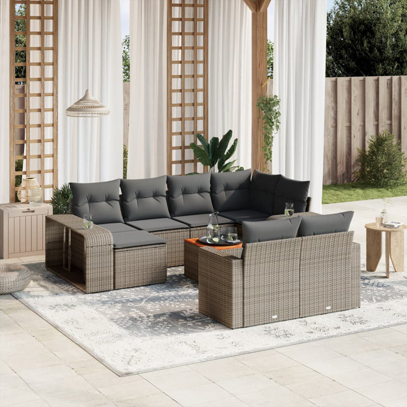  Ensemble de canapé de jardin modulaire en rotin gris 11 pièces