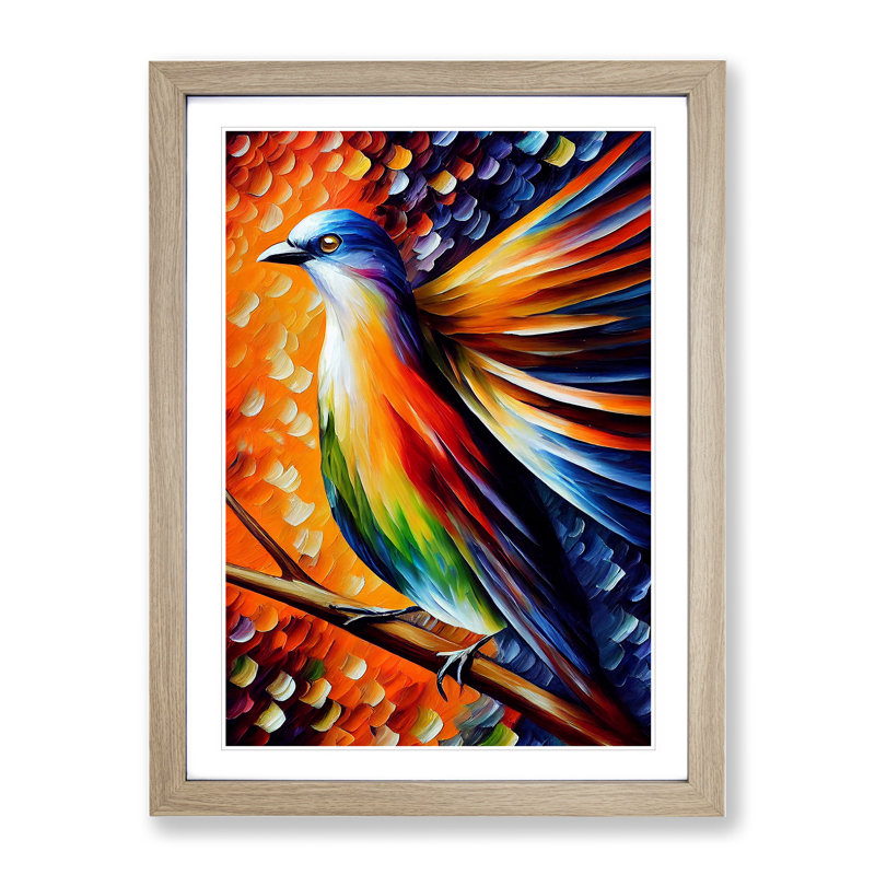 Beauty Of A Bird No.3 - Print, 66cm H x 48cm W x 2cm D, Oak Framed, White