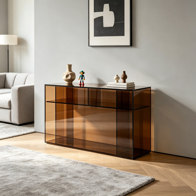 Sleek Acrylic Modern Console Table, 27.56" H x 31.5" W x 11.81" D