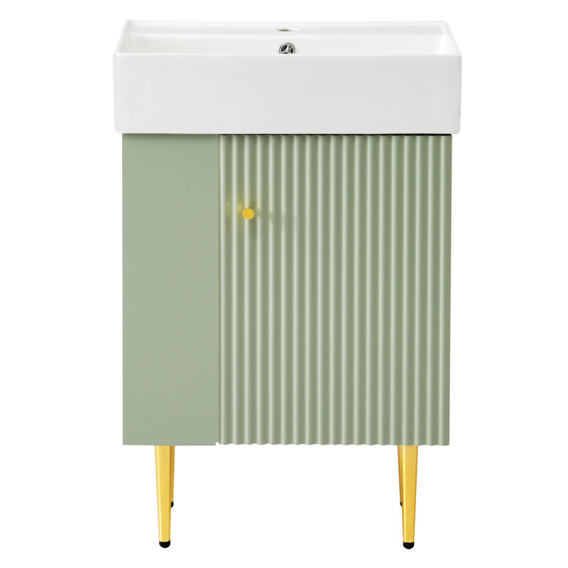 Meuble-lavabo de salle de bain 21,6 po, Or/vert