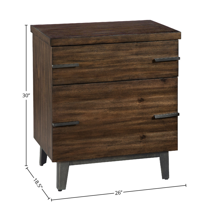 Transitional 2-Drawer Black and Brown Legal Size File Cabinet