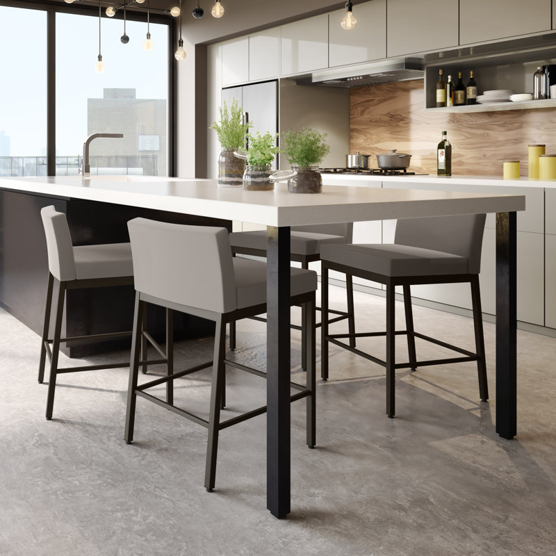 Tabouret de bar et de comptoir Felker, Marron foncé, Gris taupe, Tabouret de comptoir (assise de 26 po de hauteur)
