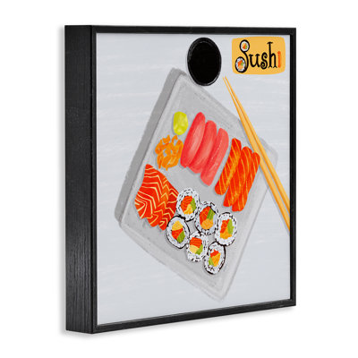 Délicieuse assiette à sushi encadrée, giclée par Juliet Rose Philips