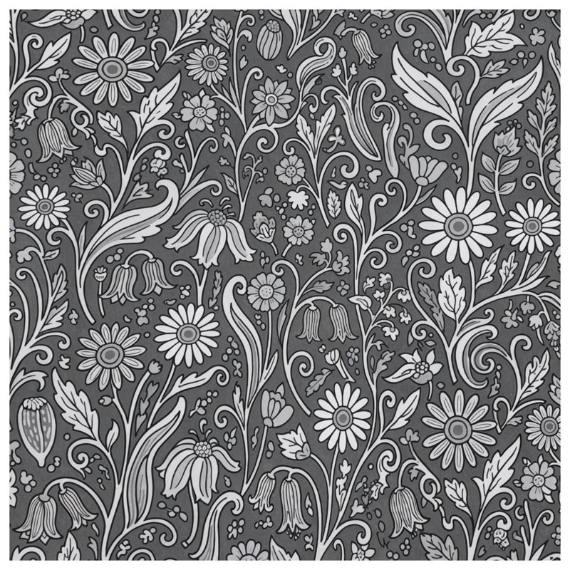 Housses de couette à motif floral noir et blanc, Très grand lit