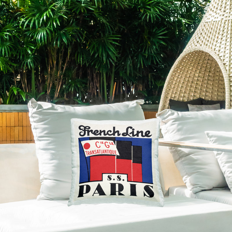Coussin d'extérieur SS Paris Vintage Banner Design par Phillipa Katz
