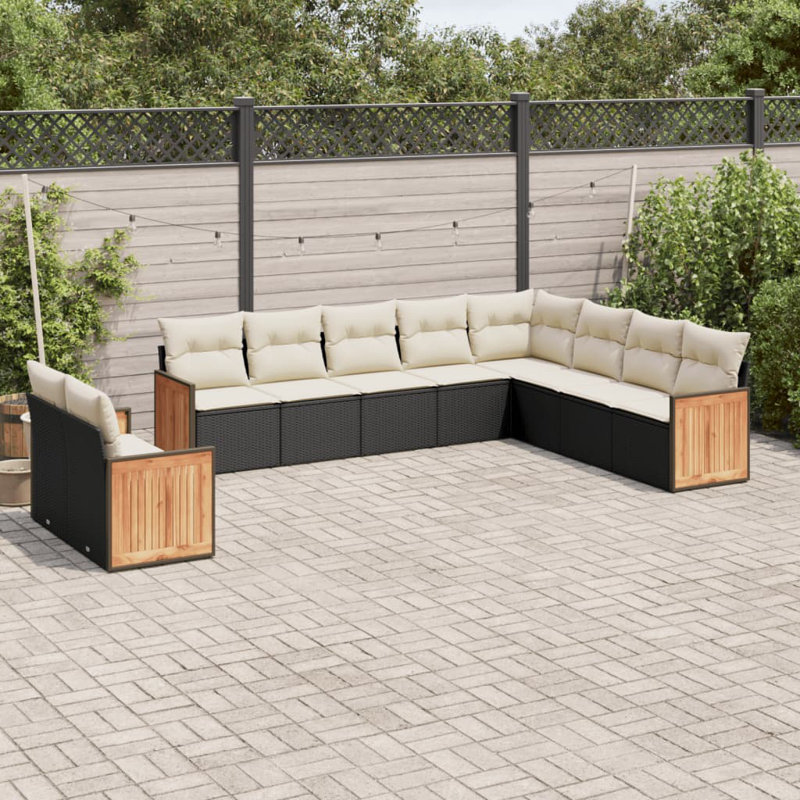 Ensemble de canapé modulaire en rotin PE noir 10 pièces Vidaxl