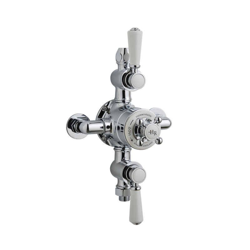 Topaz Triple Exposed Thermostatic Shower Valve, White