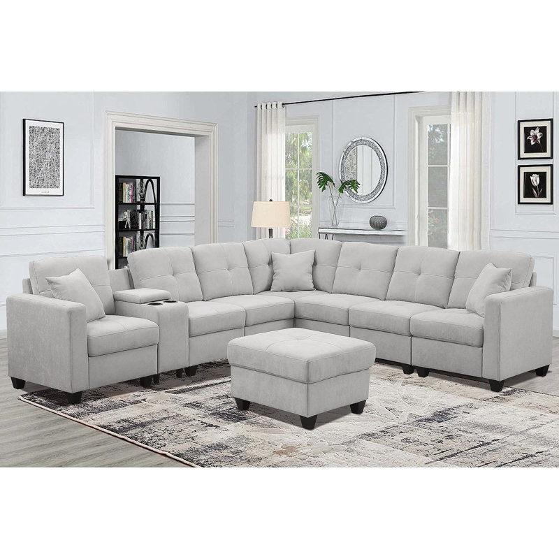 Canapé modulaire, LIGHTGREY, Light Grey Velvet