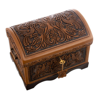 Bloomsbury Market Handmade Andean Flowers And Birds Cedar And Leather Decorative Box