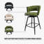 Tabouret de bar pivotant en lin de 2 personnes avec pieds noirs, structure et dossier confortable pour la cuisine, le salon et le coin bureau