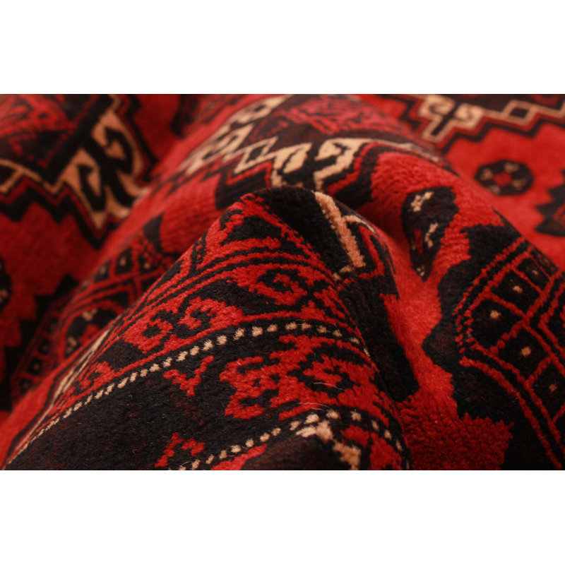 Tapis rouge nouvel âge en laine 2 pi 10 po x 4 pi 10 po One-of-a-Kind