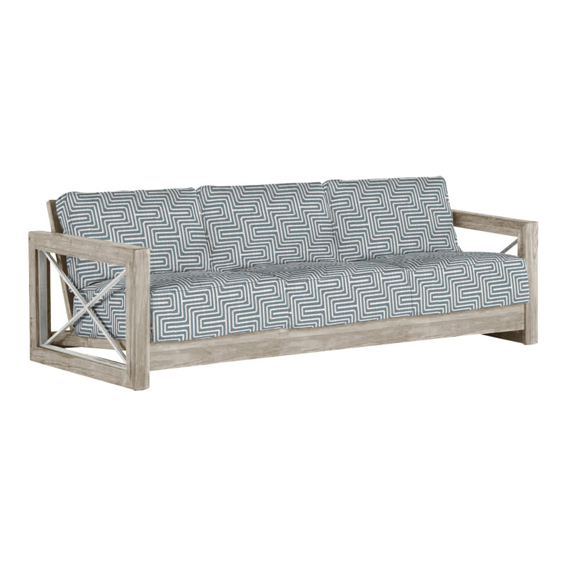 Malta Teak Sofa - Oyster Teak/Brushed StaInless, Oyster Teak/Brushed Stainless, Linen Navy, No welt + Dream fill