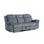 Fauteuil inclinable confortable en velours avec rangement caché et inclinable à deux tons de gris, table rabattable, 3 places, et détails capitonnés élégants-882374852