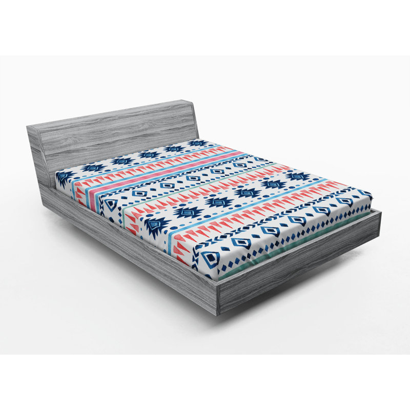Microfiber Geometric Fitted Sheet, Queen Fitted Sheet