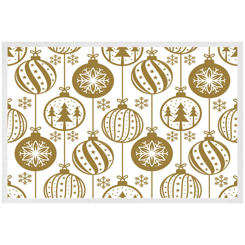 Wodina Beautiful Decorated Snowed in Christmas Tree Single Picture Frame Wall Art, 41cm H x 61cm W x 4cm D, White