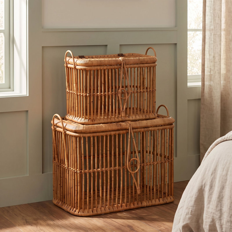 Handwoven Rattan Lidded Baskets