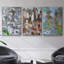 Magenta Garden - Ensemble de 3 reproductions encadrées sur toile-91887218-91887216