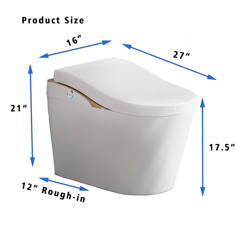 Yara Tankless Modern Smart Toilet With Bidet And Auto Flush, White