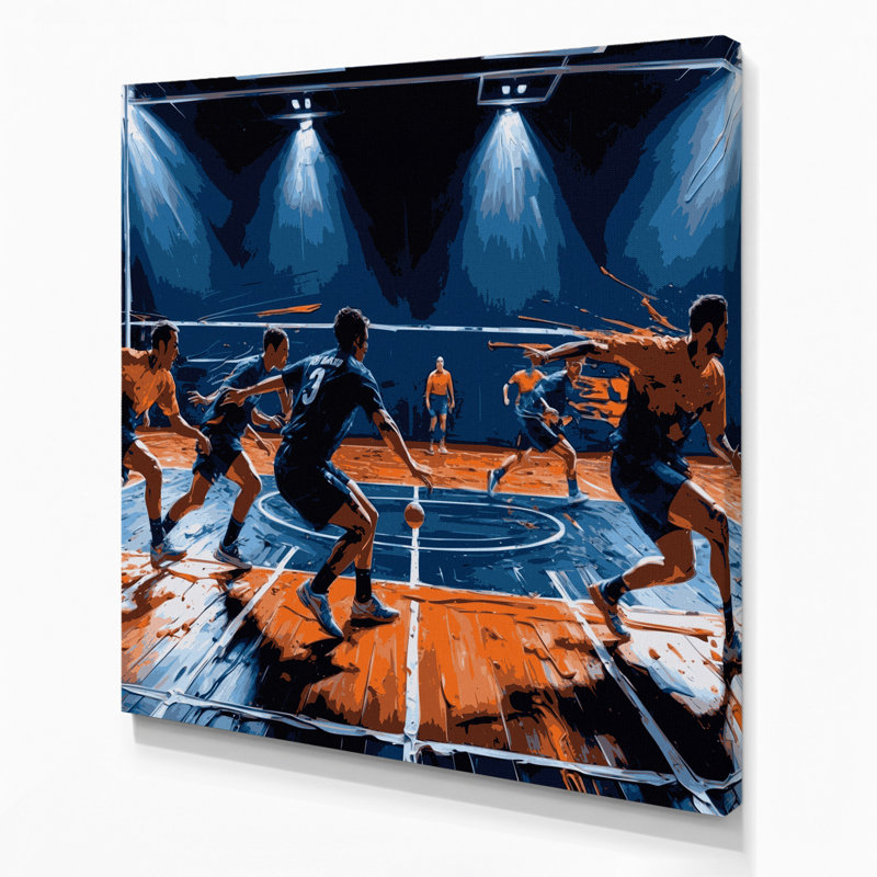 Art sportif sur toile mauve, H 12 po x l 12 po