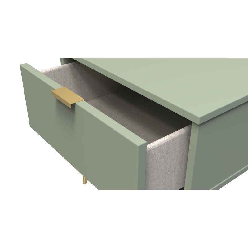Solvay 45cm W Manufactured Wood Bedside Table, Green/Gold
