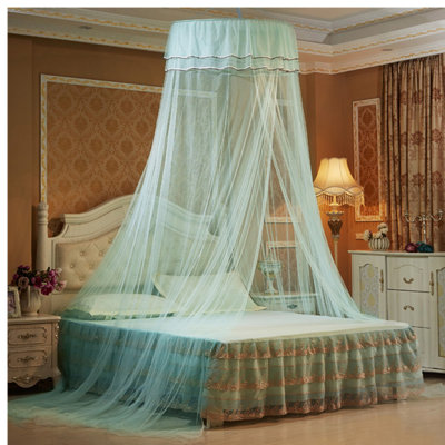 Ceiling Mounted Round Mosquito Net, Fresh Style Princess Bed Canopy, Student Dormitory Bed Net;Green