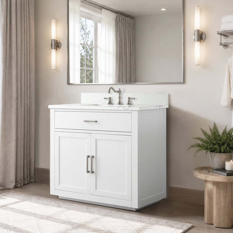 Ingalls 36'' Freestanding Single Bathroom Vanity with Engineered Stone Top