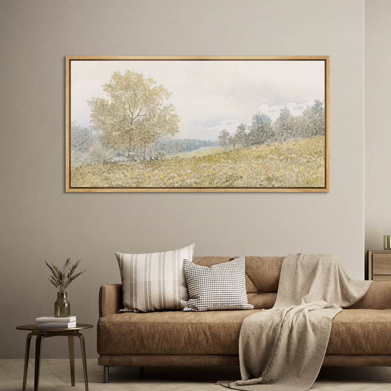 Impression sur toile encadrée «Countryside Field Relaxing Calm», H 30 po x l 60 po, Naturel