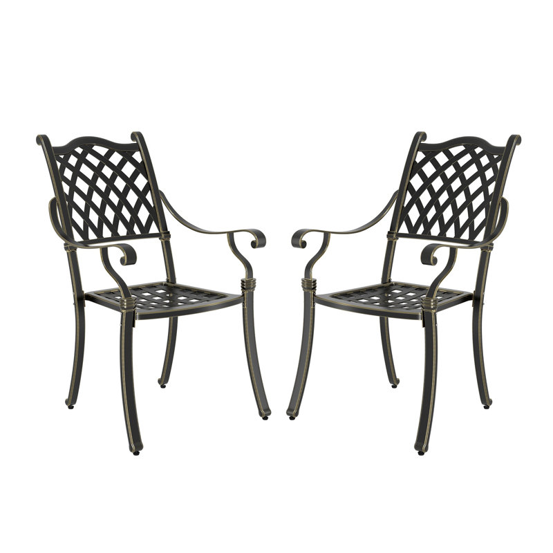 Fauteuil de salle à manger d'extérieur en fonte d'aluminium, Brun
