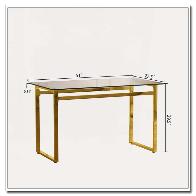 Industrial Rectangular Dining Table, Gold