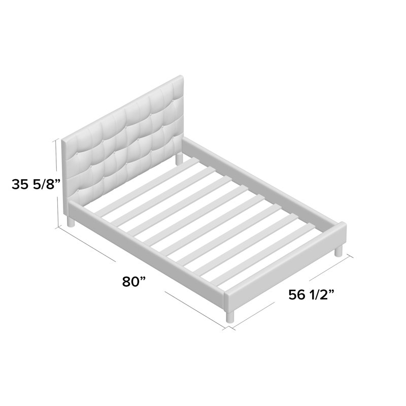 Cuomo Vegan Leather Platform Bed, Black, Full