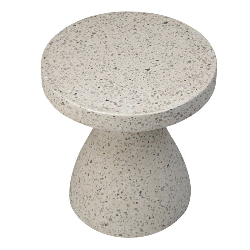 Savitri 16" Diameter Terrazzo Side Table, White