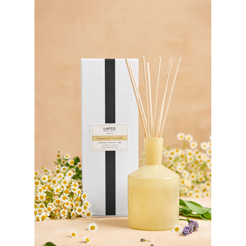Reed Diffuser, Chamomile Lavender, Caramel, 5.5" H x 3" W x 3" D