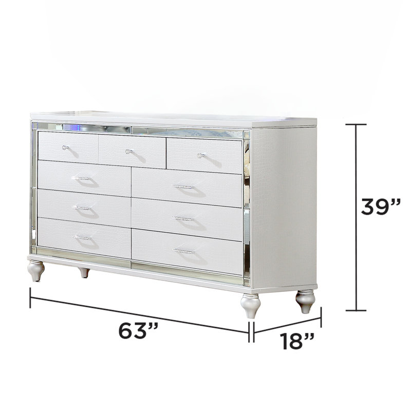 Commode double 7 tiroirs Denard, Blanc