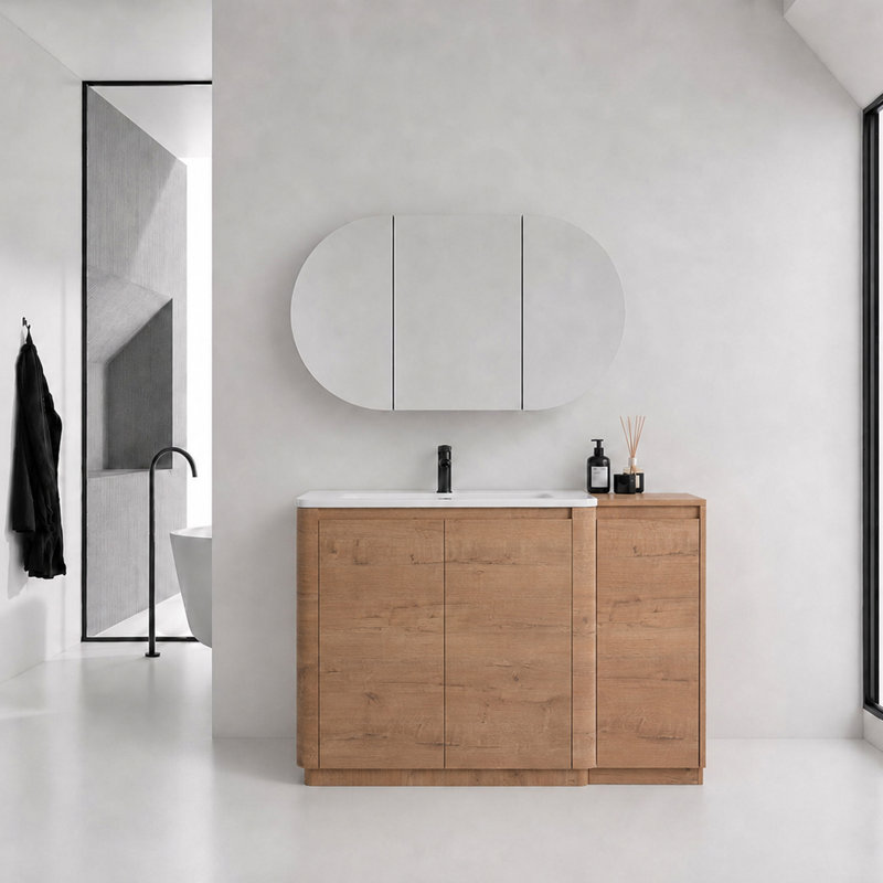 Meuble-lavabo autoportant Pebble, Brun, 48"