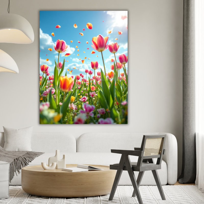 Art mural en verre trempé Tulip Field, 40" H x 30" W
