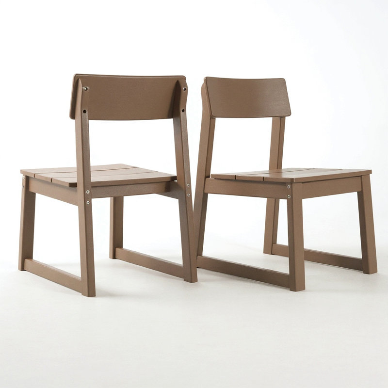 Ensemble de 2 chaises d'extérieur et de jardin Hdpe, Brun