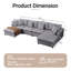 Canapé modulaire en coin en chenille de 6 pièces avec canapé et repose-pieds réversible 142,8 po 142,8 po-1335339159