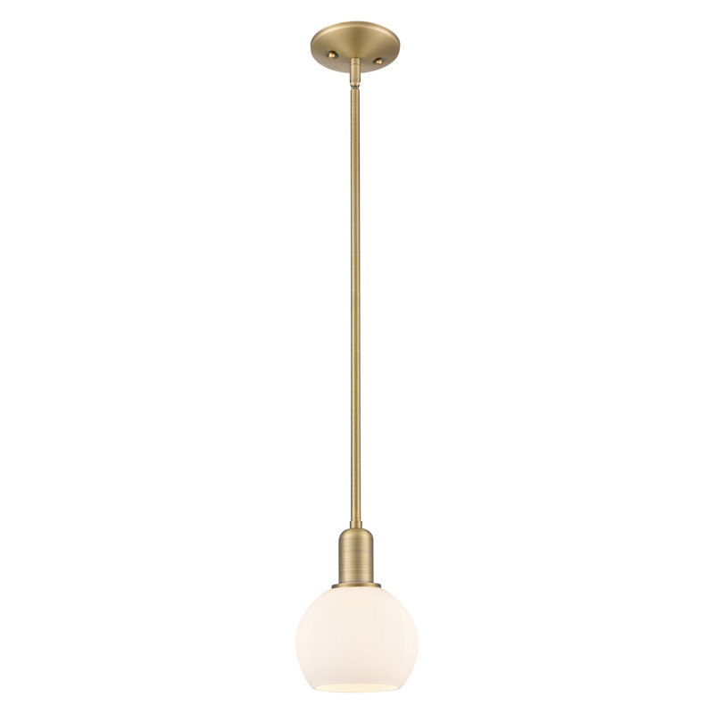 Mini-luminaire suspendu 1 lumière Arcadia - Athens, H 4,88 po x l 5,88 po x P 5,88 po, Blanc mat, Laiton brossé