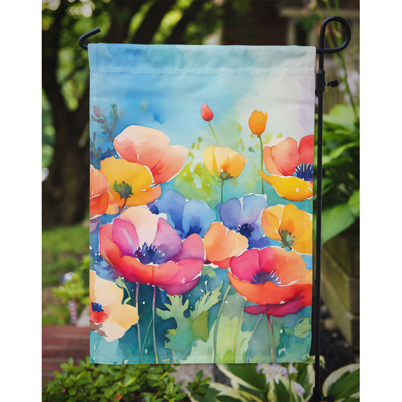 Anémones dans l'aquarelle, drapeau de jardin