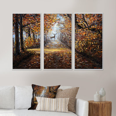 " Deer In The Park " 3 - Pieces Painting Print