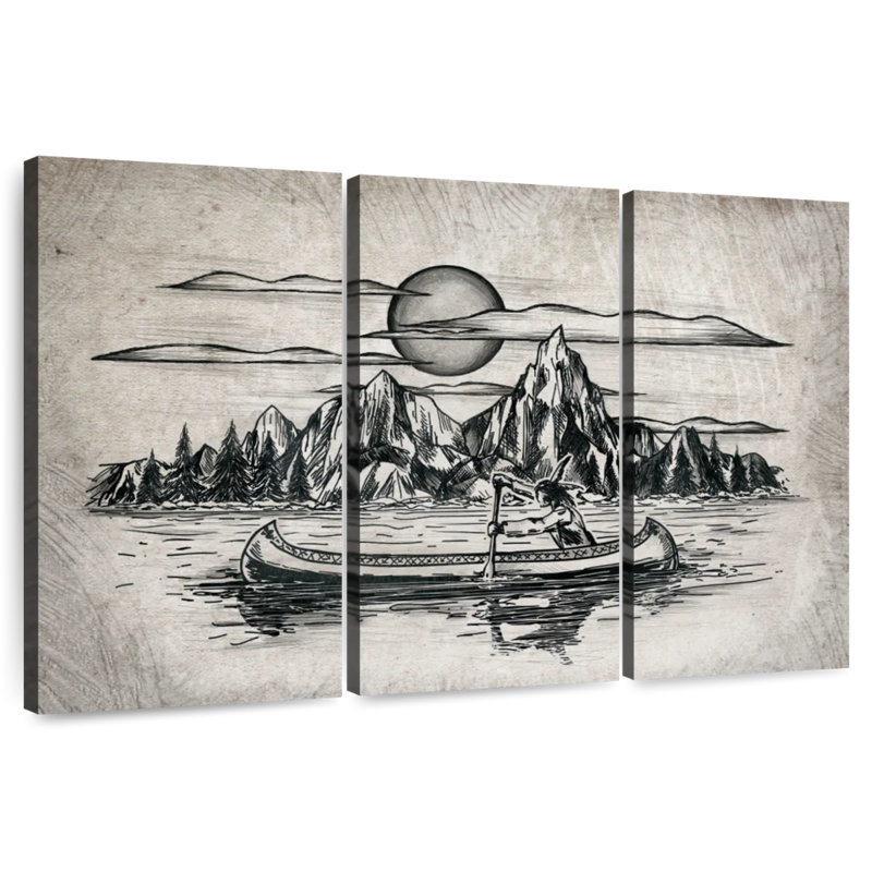 Lelar Indian In Canoe, 36" H x 57" W