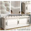 Banc rembourré en cuir véritable blanc-965363338