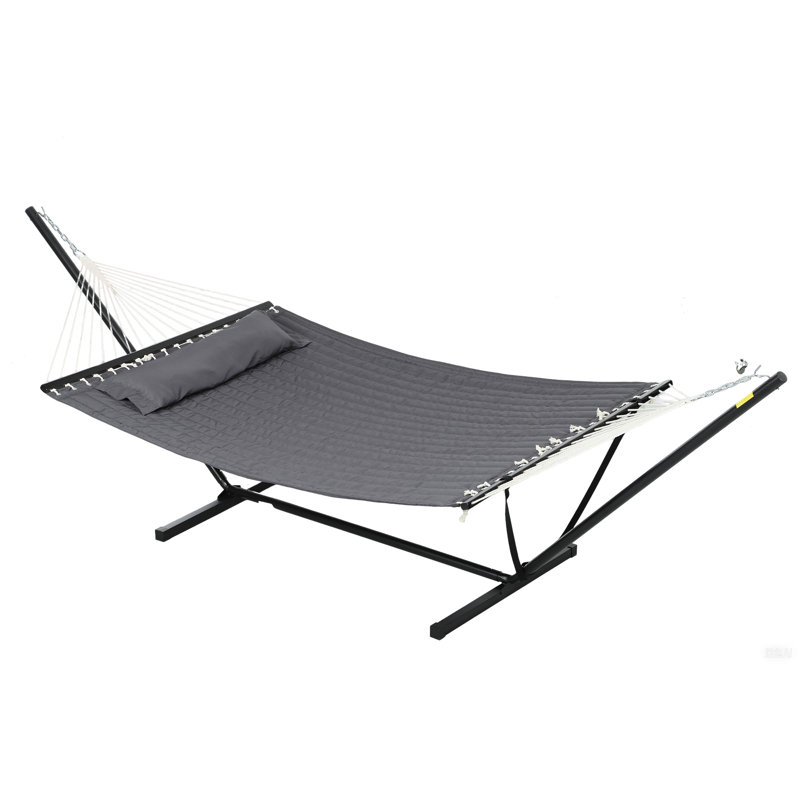 Hamac double matelassé avec support et coussin 2 personnes