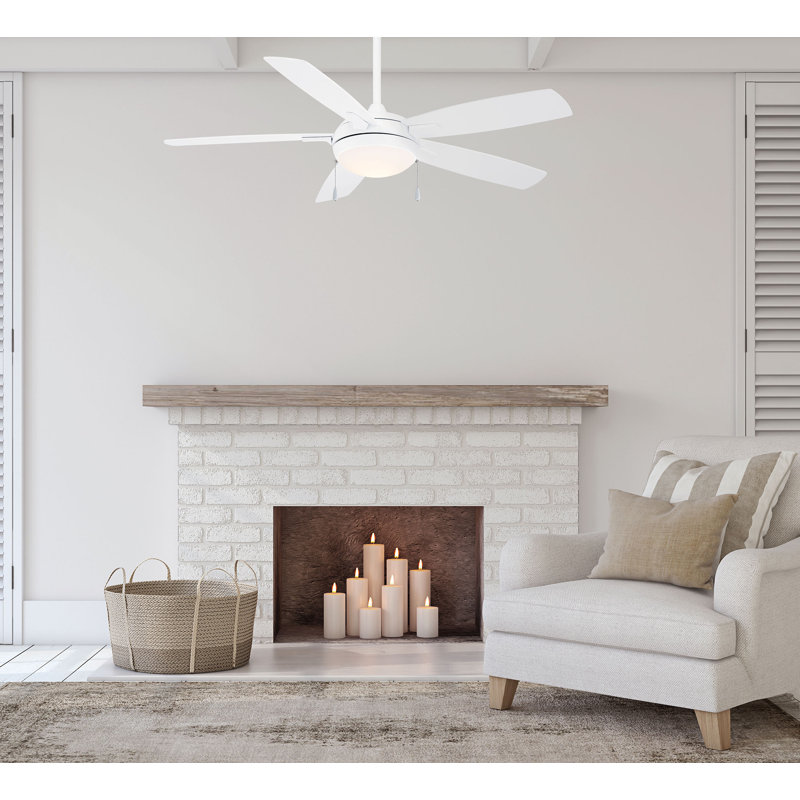 54" Lun Aire 5 - Blade LED Standard Ceiling Fan with Pull Chain and Light Kit Included, White