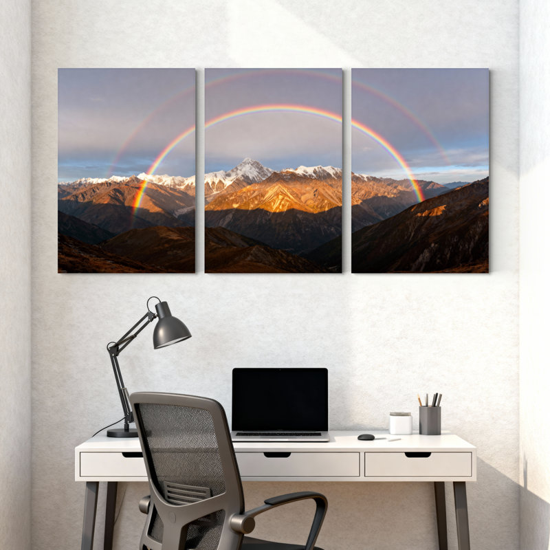 Ensemble de 3 toiles d'art paysages et paysages urbains, H 30 po x l 60 po