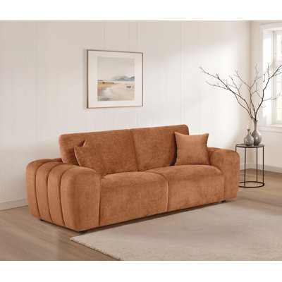 Bantry Chenille Upholstered Wide Arm Sofa Burnt Orange