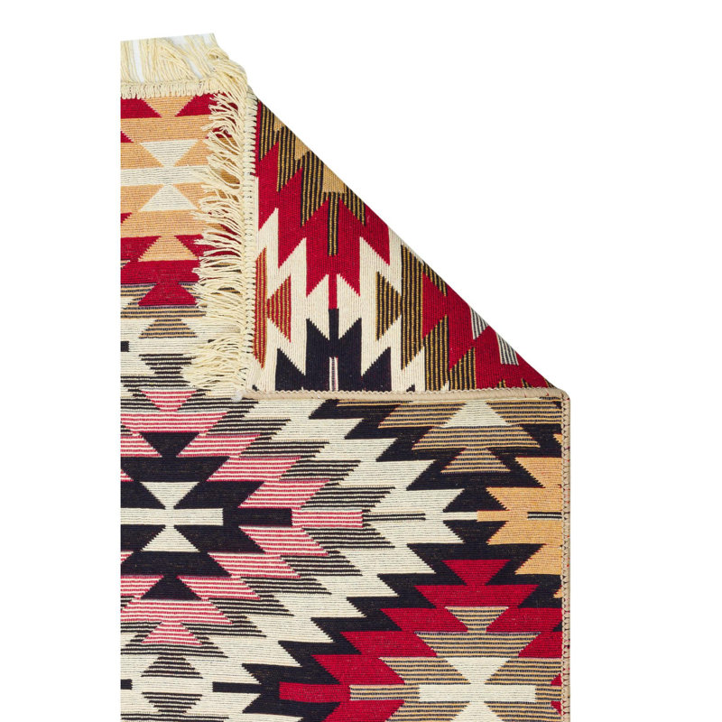 Tapis tissé à plat 100% coton de qualité supérieure, 31,5 po x 118,1 po | Sans velours, 2,4 lb / pi2 | Couleur rouge vif, lavable à la machine à 86 ° F | Facile à nettoyer avec l'aspirateur et le détachant | Idéal pour le salon, la chambre à coucher ou le bureau