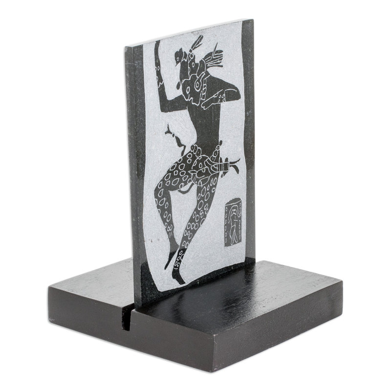 Maya Jaguar Dancer Jade Plaque Sculpture