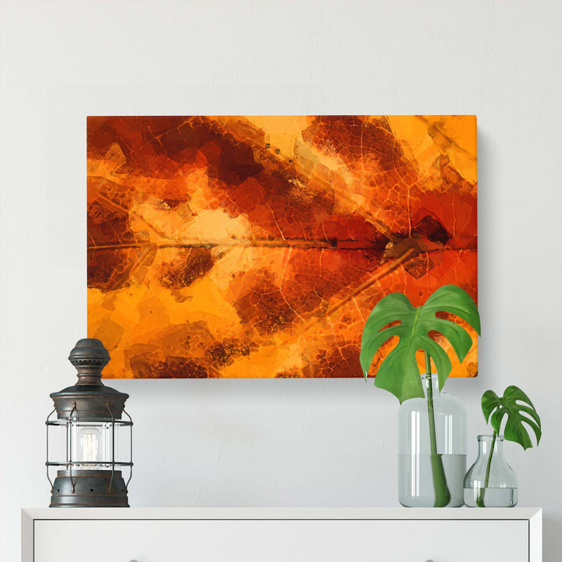 Leaf In The Autumn In Abstract - Wrapped Canvas, 35cm H x 50cm W x 3cm D